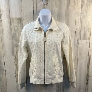 Coach Eyelet Raglan off white Bomber Jacket - size XXS preloved